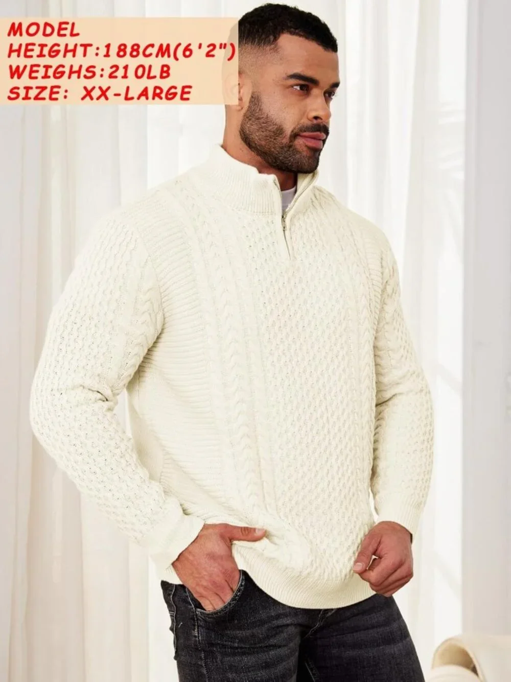 Cozy Men's Cable Knit Half Zip Irish Fisherman Pullover Sweater - Classic Style